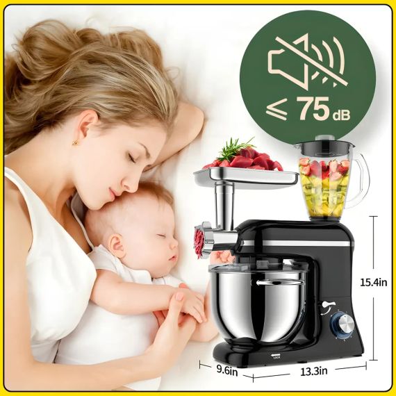 Кухонний комбайн з м'ясорубкою й блендером на 6 швидкостей RAF R.6609B 1500W | Зображення 6