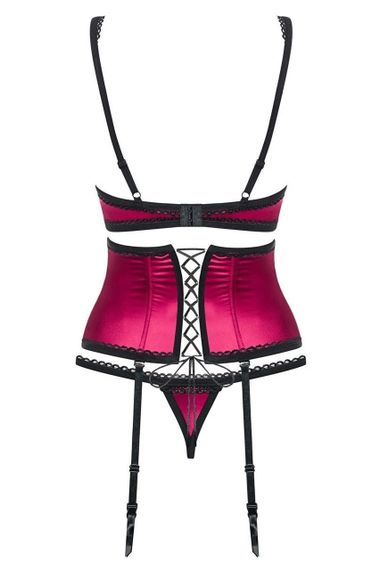 Комплект атласний з поясом для панчох Obsessive 861-SEG-5 бордовий, L/XL sexstyle | Зображення 5