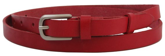 Узенький кожаный поясок, ремень Skipper, красный 1,5 см
