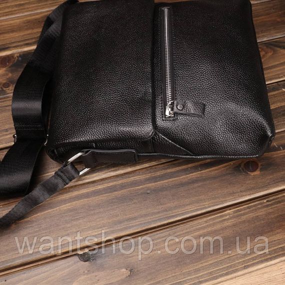 Чоловіча шкіряна сумка месенджер на плече шкіряна сумка барсетка Tiding Bag 53694 чорна | Зображення 8