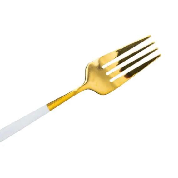 Набір столових виделок 6 штук виделки кухонні з нержавіючої сталі 21.5 см Білий із золотом HP-20-9 | Зображення 2