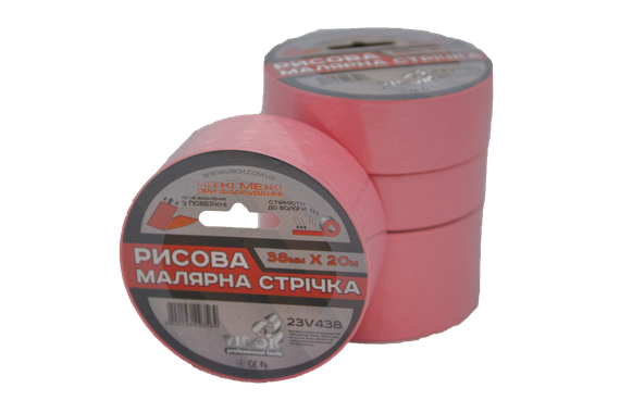 Малярна стричка рисова VIROK  38мм х 20 м., рожева VR-23V438