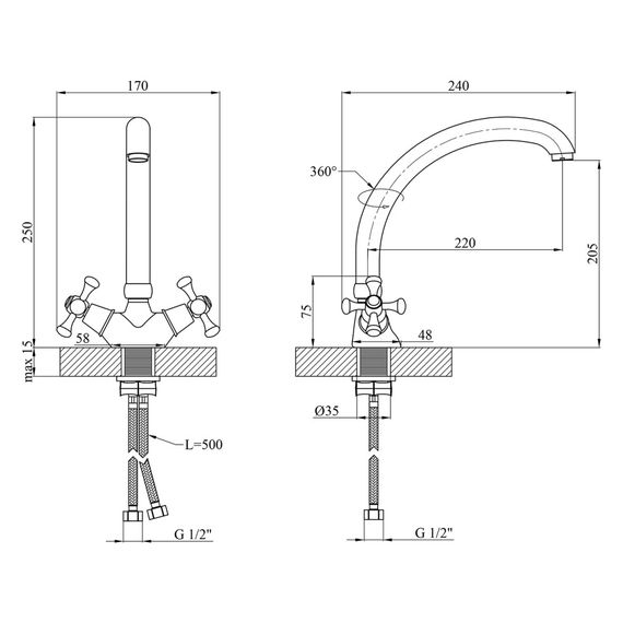 Змішувач для кухні Kroner KRM Rhein - C032 (CV017352) | Зображення 1
