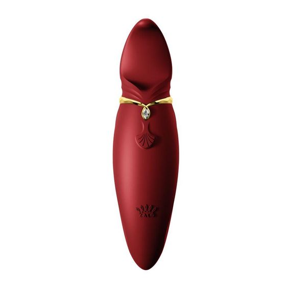 Вибратор 2в1 с язычком Zalo — Hero Wine Red, кристалл Swarovski Sex Aura | Зображення 3