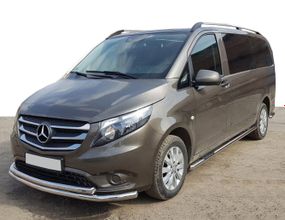 Передняя защита ST014 (нерж.) 60/60 для Mercedes Vito/V-class W447 2014-2024 гг