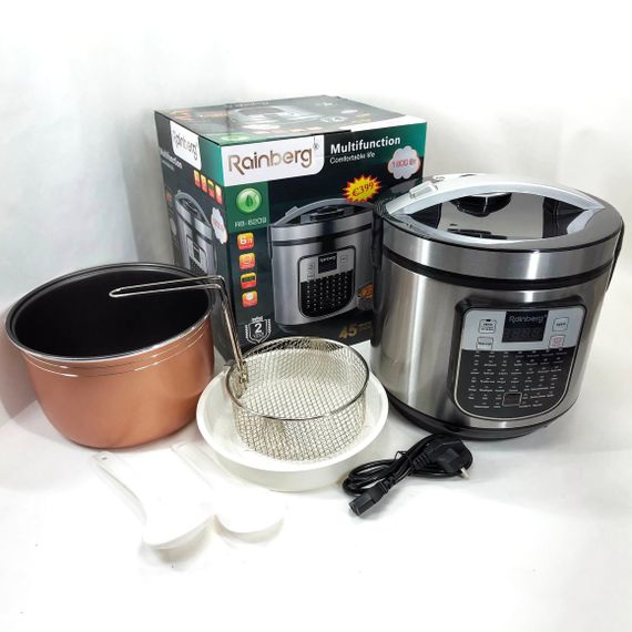 Мультиварка пароварка Rainberg RB-6209 45 програм 6 л 1000W, Сенсорна мультиварка рисоварка | Зображення 5