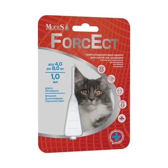 Протипаразитарні краплі для котів вагою 4-8 кг ModeS ForcEct, 1 піп