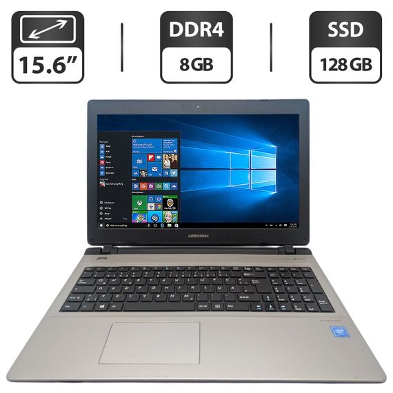 Ноутбук Medion Akoya E6429 / 15.6" (1366x768) TN / Intel Celeron 3855U (2 ядра по 1.6 GHz) / 8 GB DDR4 / 128 GB SSD / Intel HD Graphics 510 / WebCam / DVD-ROM б/у