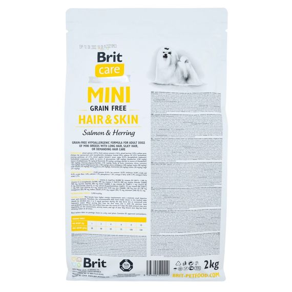 Корм сухий Brit Care Grain Free Mini Hair and Skin для дорослих собак мініатюрних порід для шкіри та шерсті з лососем та осе | Зображення 2
