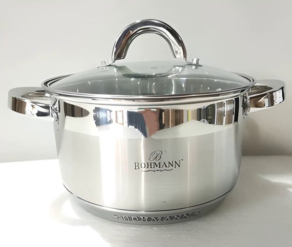 Каструля Bohmann BH-0715-24, 6. 5 л, 24 см, з нержавіючої сталі з кришкою, для всіх типів плит