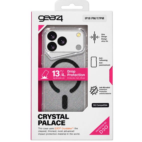Чохол TPU+PC Gear4 Crystal Palace Shine with Magnetic Fit для Apple iPhone 17 Pro Max / 18 Pro Max Black | Зображення 1