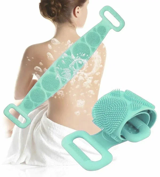 Силіконова щітка, що очищає мочалка - Silicone bath towel масажна для душу і ванни | Зображення 8