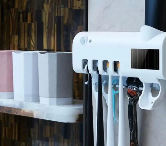 Автоматичний дозатор - диспенсер зубної пасти Toothbrush sterilizer / УФ-стерилізатор / Тримач зубних щіток / Органайзер для | Зображення 2