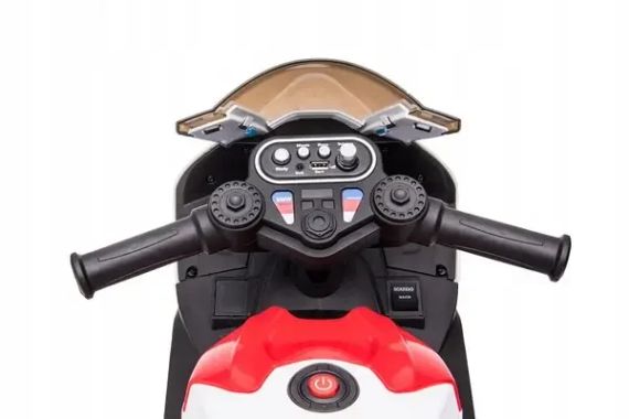Електромотоцикл BMW HP4 JT5008 білий та червоний, шкіряні сидіння, колеса EVA, MP3, Р/К, 12В*4.5АH, 2*25W | Зображення 2