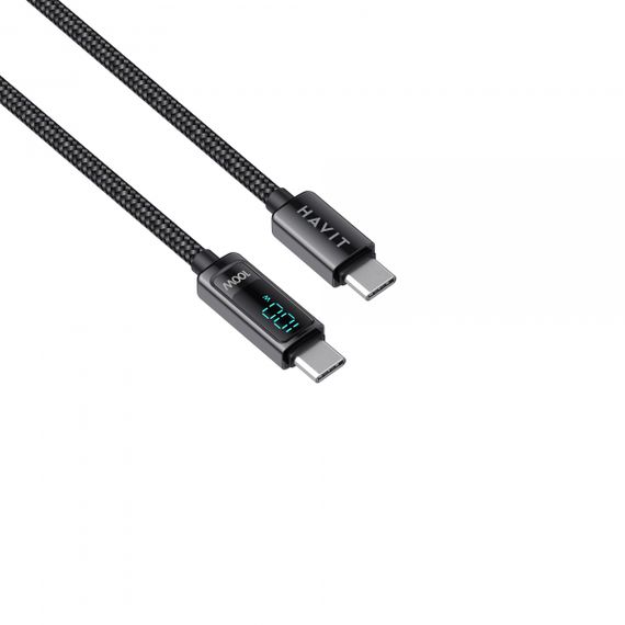 Кабель Type-C to Type-C HAVIT HV-CB6247 PD100W 5A 2м з LED екраном | Зображення 4