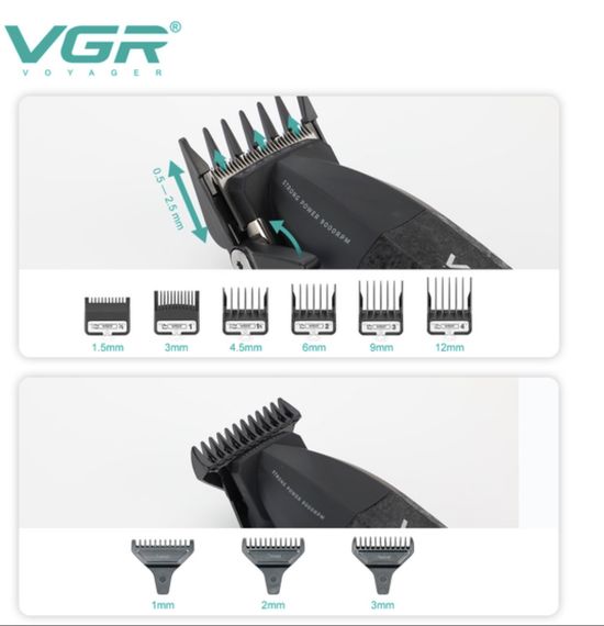 VGR V-640 S3 — профессиональный набор для стрижки 3 в 1 с мощным аккумулятором и LED-дисплеем | Зображення 3