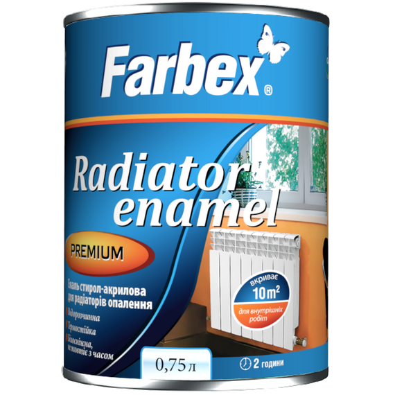 Емаль стирол-акрилова для радіаторів опалення Farbex Вага: 0.75 кг