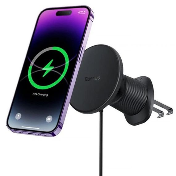 Автотримач з БЗП Baseus CW01 Magnetic 15W (air outlet) (C40141001111) Cluster Black | Зображення 3