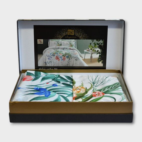 Постільна білизна TAC Satin Deluxe 200×220 см Aden Yesil | Зображення 1