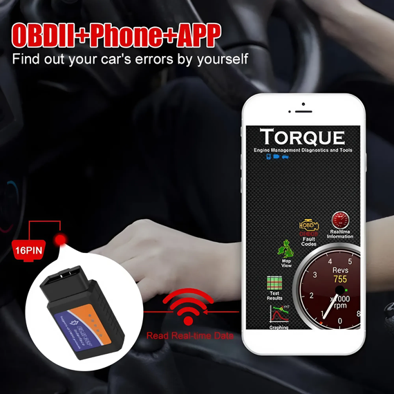 Автомобільний сканер ELM327 OBD2 V 2.1 bluetooth для Android | Зображення 4