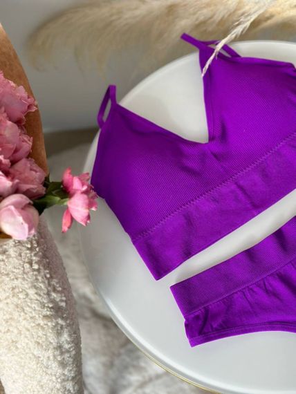 Зручний фіолетовий базовий комплект білизни | Зображення 1