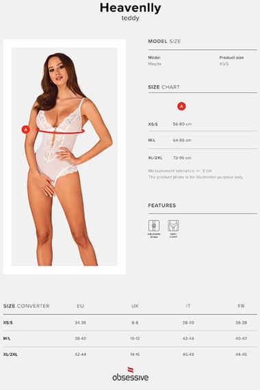 Боди с вырезом Obsessive Heavenlly Белое XL/2XL | Зображення 5