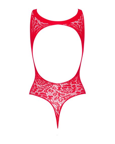 Ажурный бодистокинг с эффектом шнуровки Obsessive B120 teddy red S/M/L, красный | Зображення 5