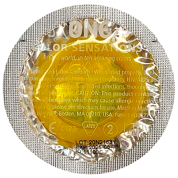 Набір латексних презервативів One Color Sensation із силіконовим мастилом жовтого кольору (ціна за 5 шт) Sex Aura
