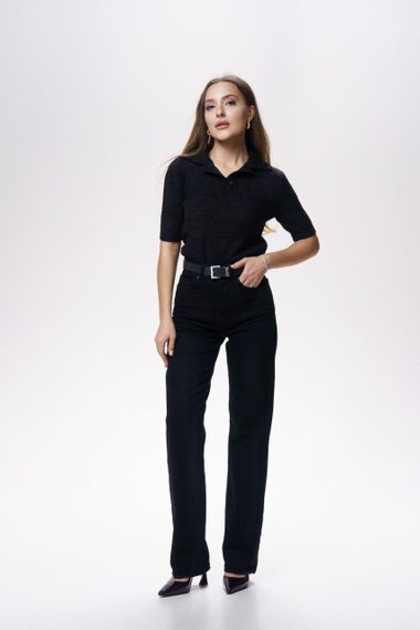 Жіноча футболка поло Fluffy чорна