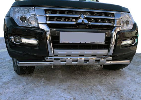 Передняя защита ST015 (нерж.) для Mitsubishi Pajero Wagon IV