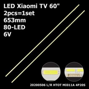 LED підсвітка Xiaomi TV 60" 80-led 6V 650mm L60M4-AA MI011A-2016 MI60TV (T8) 94V-0 20200528 20200506 2шт.