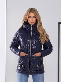 Жіноча стьобана куртка з блиском, арт.504, синій