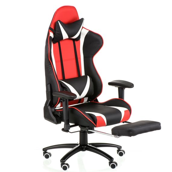 Кресло геймерское Special4You ExtremeRace blackredwhite with footrest | Зображення 3