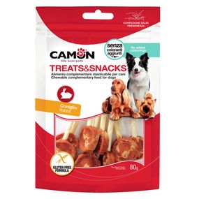 Лакомство для собак мясное Camon леденцы на косточке из кролика,  80 гр, 8,5?9,5 см