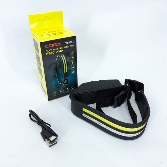 LED Ліхтар налобний BL-W689-LM+2COB (white+red) датчик руху, Ліхтарик на голову із зарядкою | Зображення 7