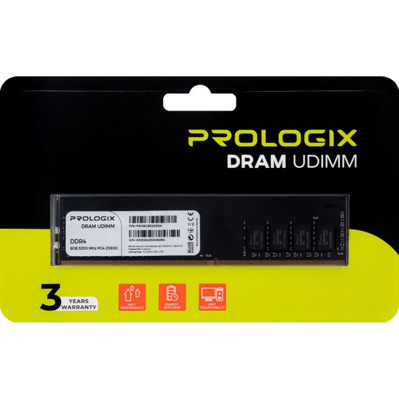 Модуль пам'яті для комп'ютера DDR4 8GB 3200 MHz Prologix (PRO8GB3200D4) | Зображення 3