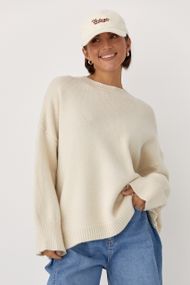 В’язаний однотонний джемпер вільного фасону - молочний цвет, ONE SIZE (є розміри)