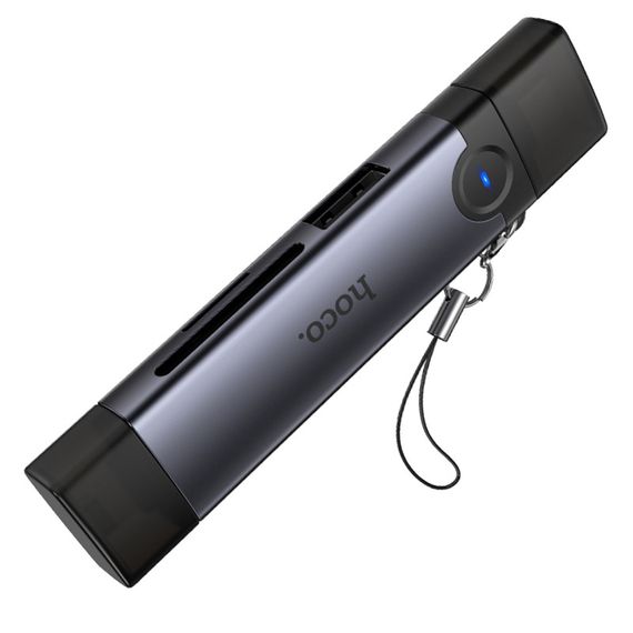 Картридер Hoco HB56B Victory 5in1 Type-C/Lightning to SD/TF3.0 + USB 2.0 Metal gray | Зображення 4