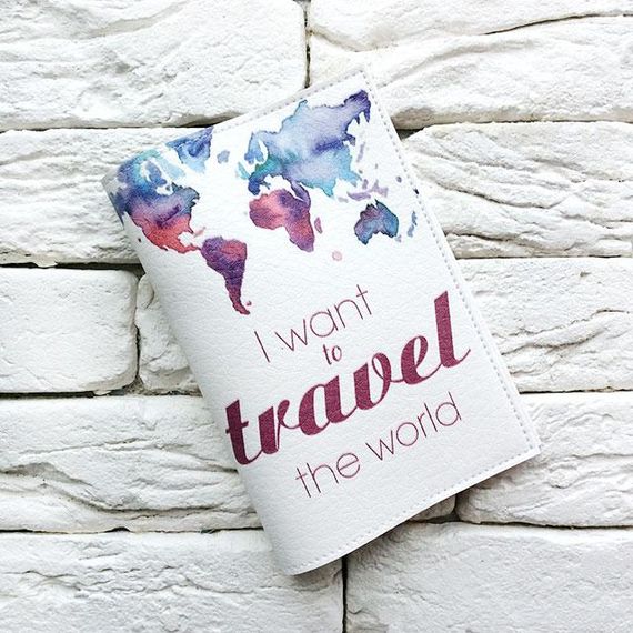 Обложка для паспорта I want to travel the world