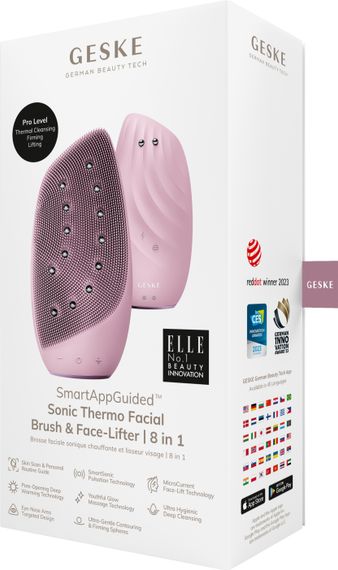 Очищувальна щітка для обличчя GESKE Sonic Thermo Facial Brush&Face-Lifter 8в1 pink | Зображення 7