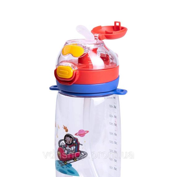 Бутылка для воды детская 550 мл с ремешком и трубочкой для спорта и школы HP-14-45R | Зображення 3