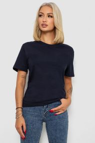 Футболка женская однотонная, цвет темно-синий, 238R112