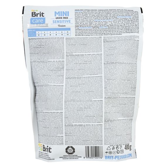 Корм сухий Brit Care Grain Free Mini Sensitive для собак мініатюрних порід з чутливим травленням з олениною 400 г | Зображення 2