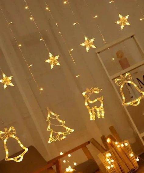 Новорічна LED гірлянда від USB Теплий білий, Світлова гірлянда-штора з новорічними фігурками знижка | Зображення 5