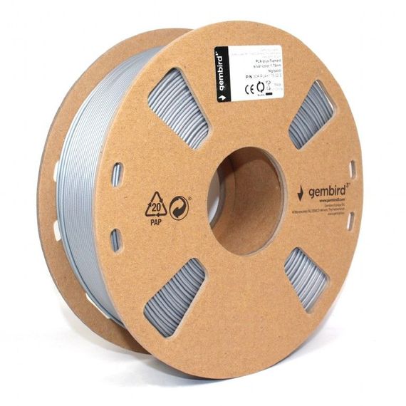 Філамент для 3D-принтера Gembird 3DP-PLA+1.75-01-S , PLA, 1.75 мм, сріблястий | Зображення 1