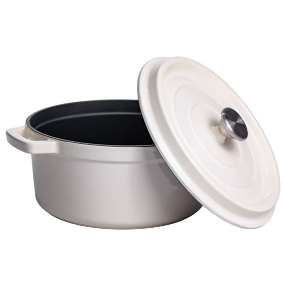 Кокотниця чавунна емальована 4,5 л, бежевий Yiwu HP-FLG-4 WHITE | Зображення 2