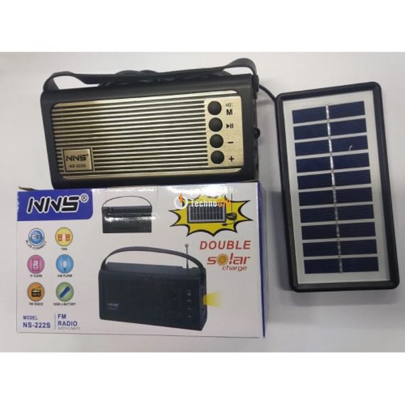 Радіоприймач цифровий акумуляторний NNS NS-222S mp3 плеєр із сонячною панеллю FM USB TF і LED ліхтариком