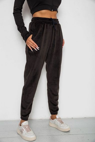 Спортивные штаны велюровые женские на флисе, цвет черный, 238R58644 | Зображення 2