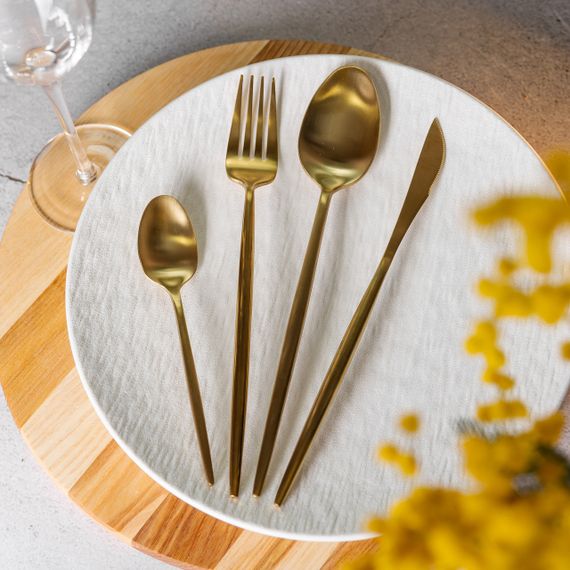 Набір столових приборів 24 предмети столовий набір на 6 персон Золотистий HP-20-17 | Зображення 3