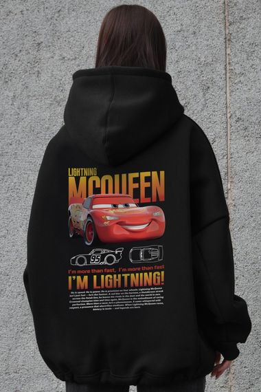 Оверсайз худі толстовка на флісі з капюшоном та принтом Without Mcqueen Black | Зображення 4